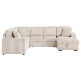 Devonshire Sleeper Sectional Sofa in camel with storage chaise, angled view