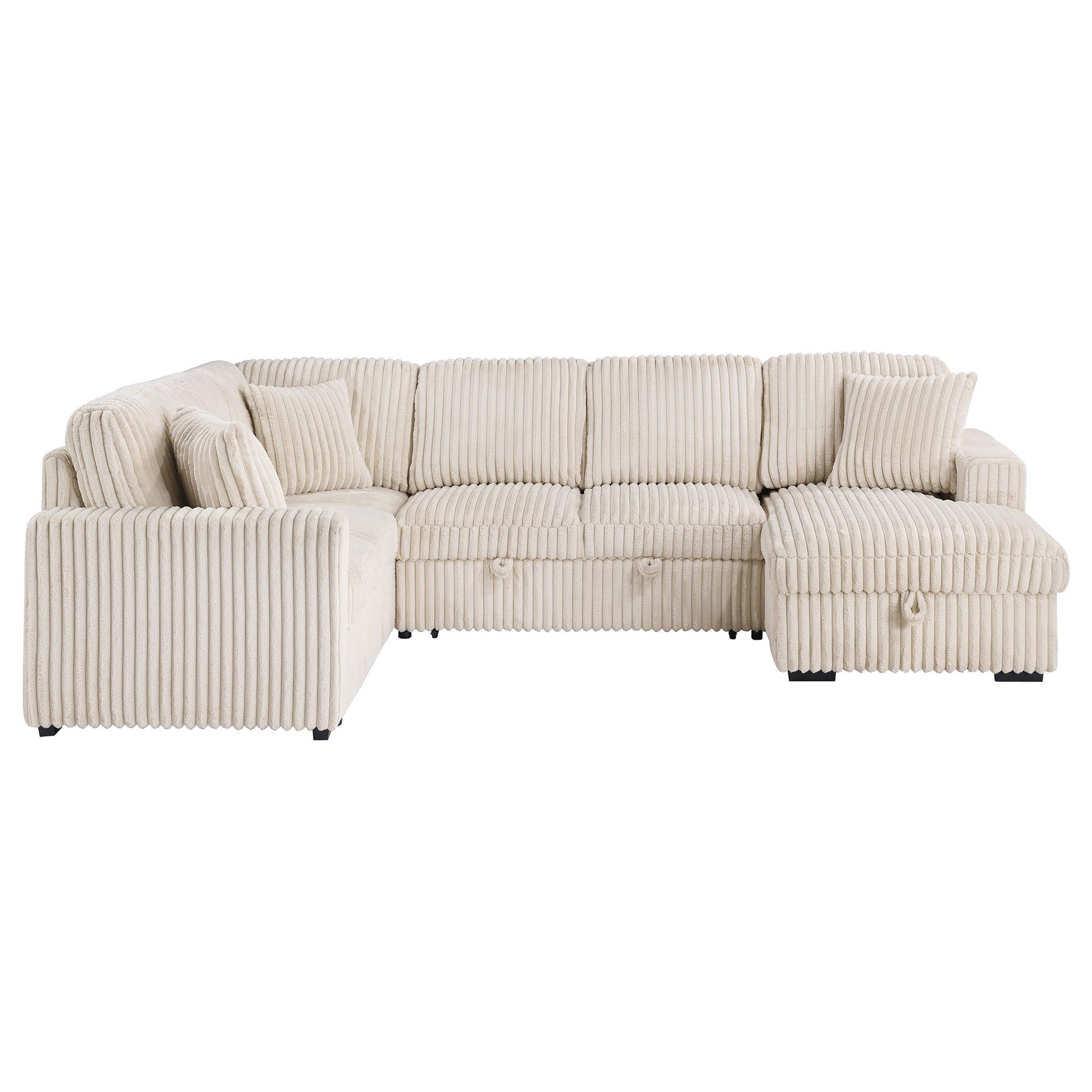 Devonshire Sleeper Sectional Sofa in camel with storage chaise, angled view