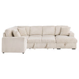 Devonshire Sleeper Sectional Sofa in camel with storage chaise, angled view