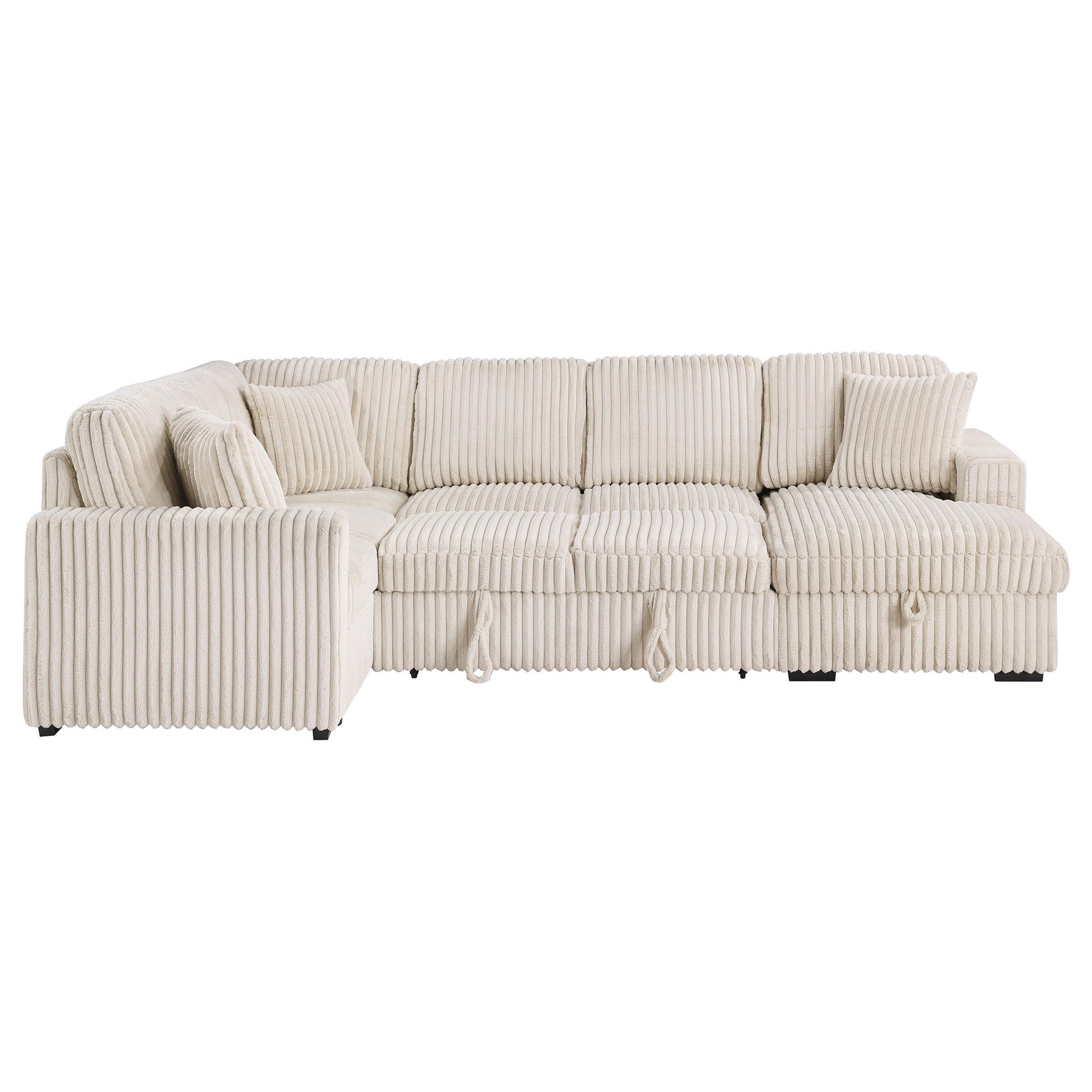 Devonshire Sleeper Sectional Sofa in camel with storage chaise, angled view