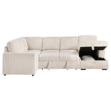 Devonshire Sleeper Sectional Sofa in camel with storage chaise, angled view