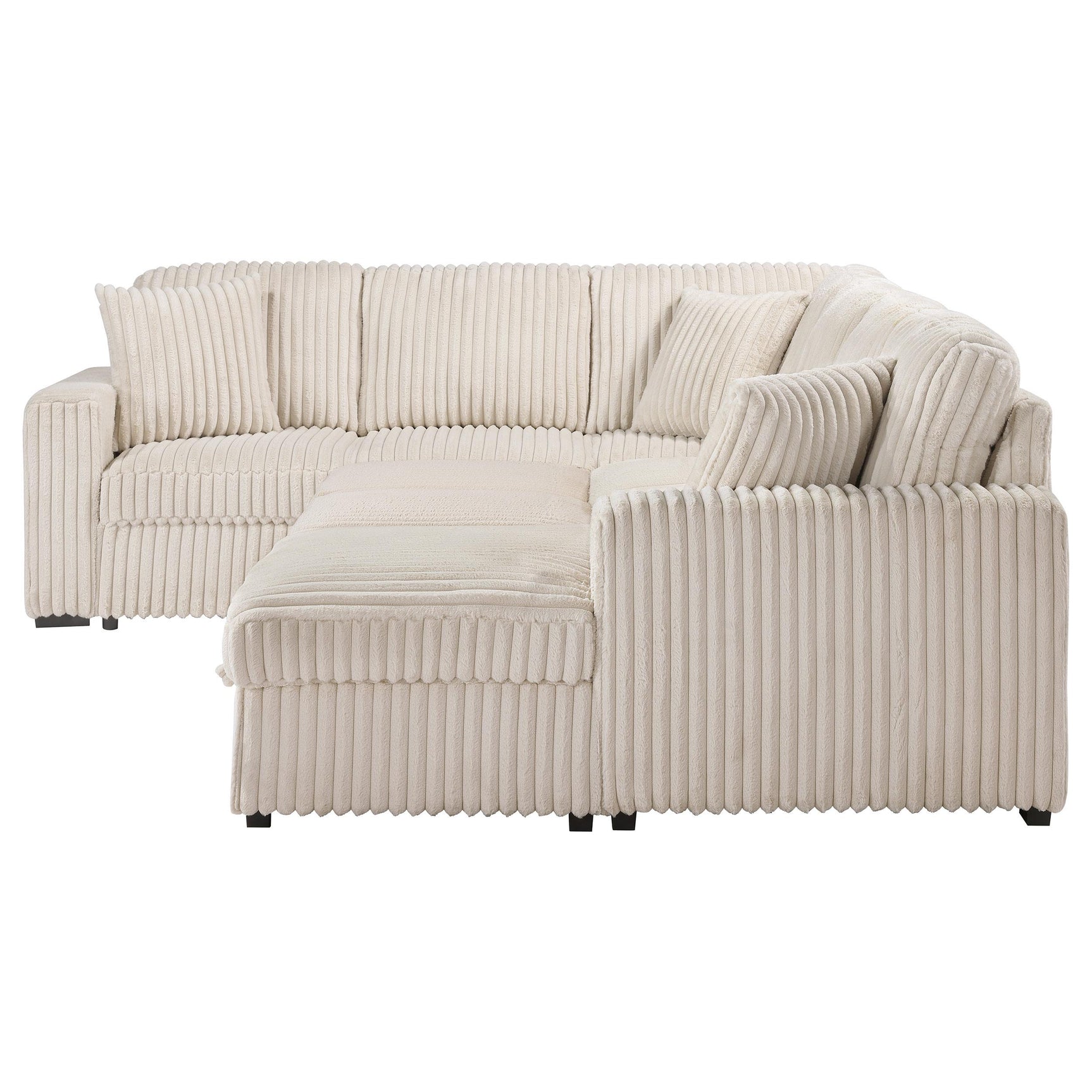 Devonshire Sleeper Sectional Sofa in camel with storage chaise, angled view
