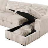 Devonshire Sleeper Sectional Sofa in camel with storage chaise, angled view