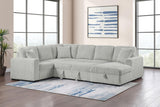 Devonshire grey sleeper sectional sofa with storage chaise