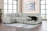 Devonshire grey sleeper sectional sofa with storage chaise