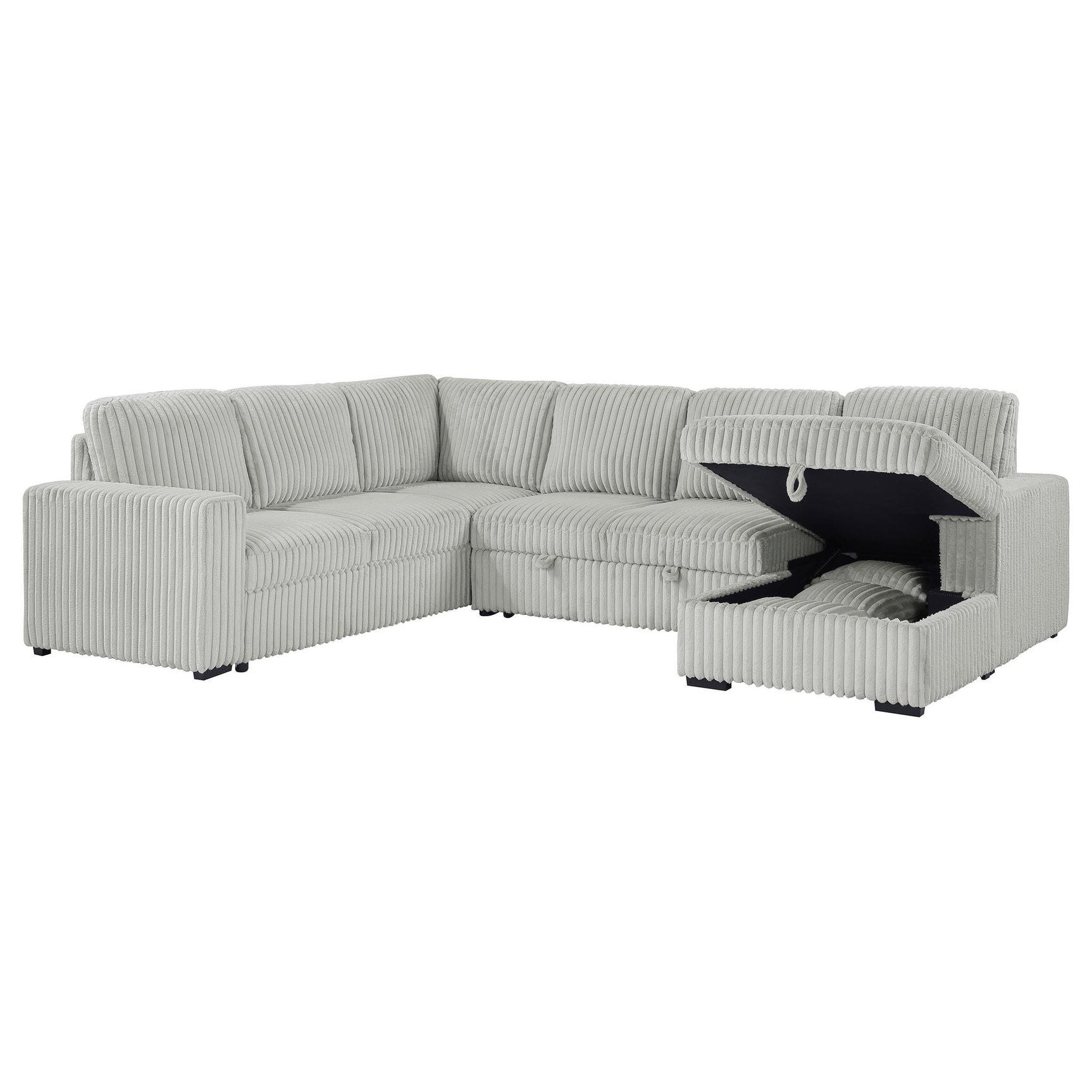 Devonshire grey sleeper sectional sofa with storage chaise