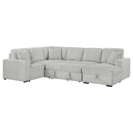 Devonshire grey sleeper sectional sofa with storage chaise