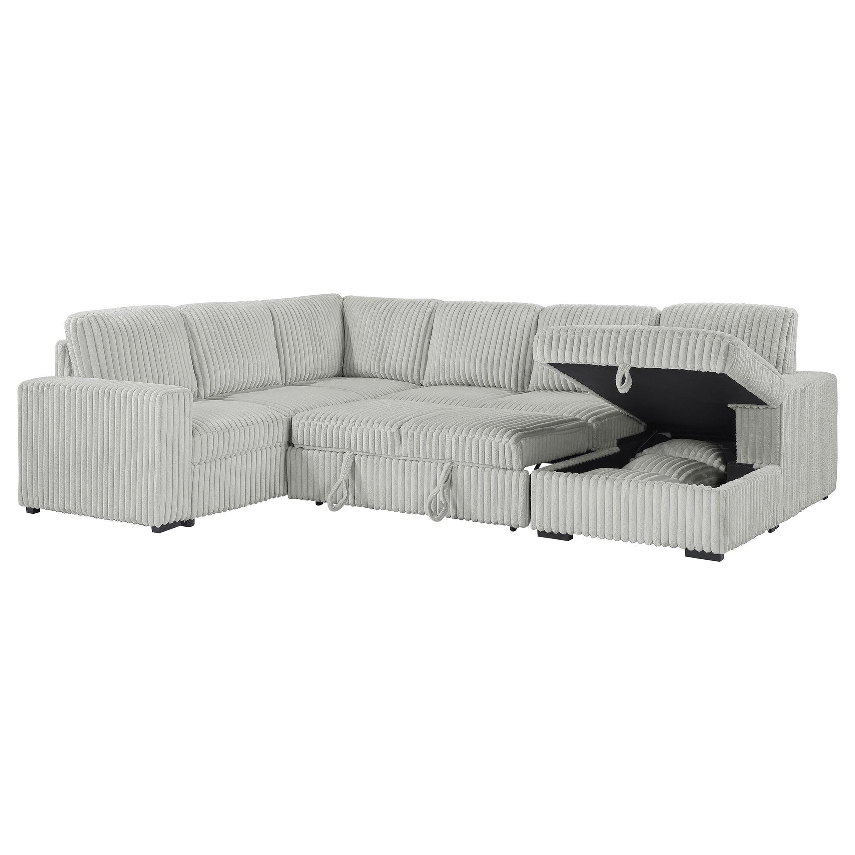 Devonshire grey sleeper sectional sofa with storage chaise