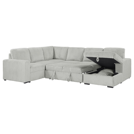 Devonshire grey sleeper sectional sofa with storage chaise