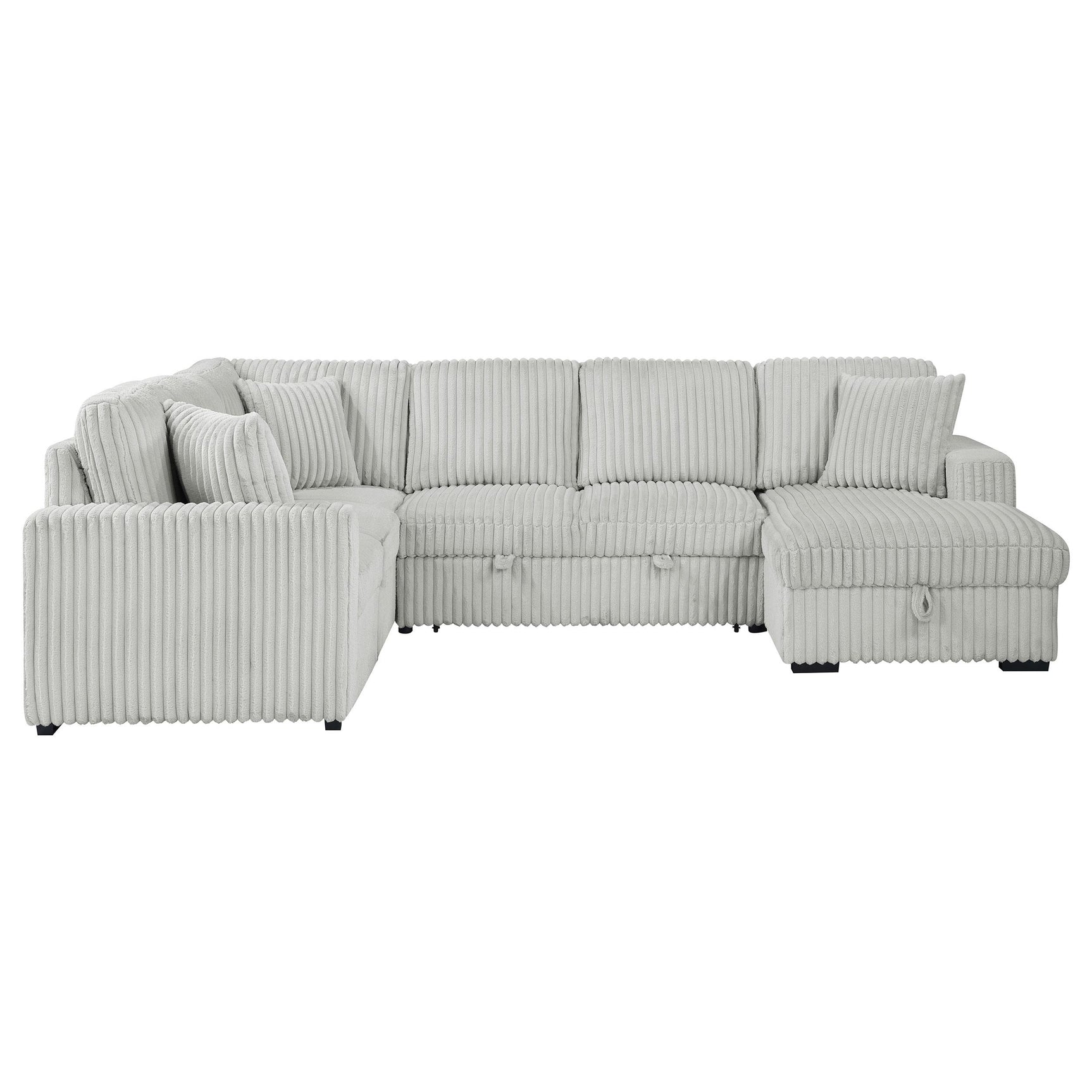 Devonshire grey sleeper sectional sofa with storage chaise