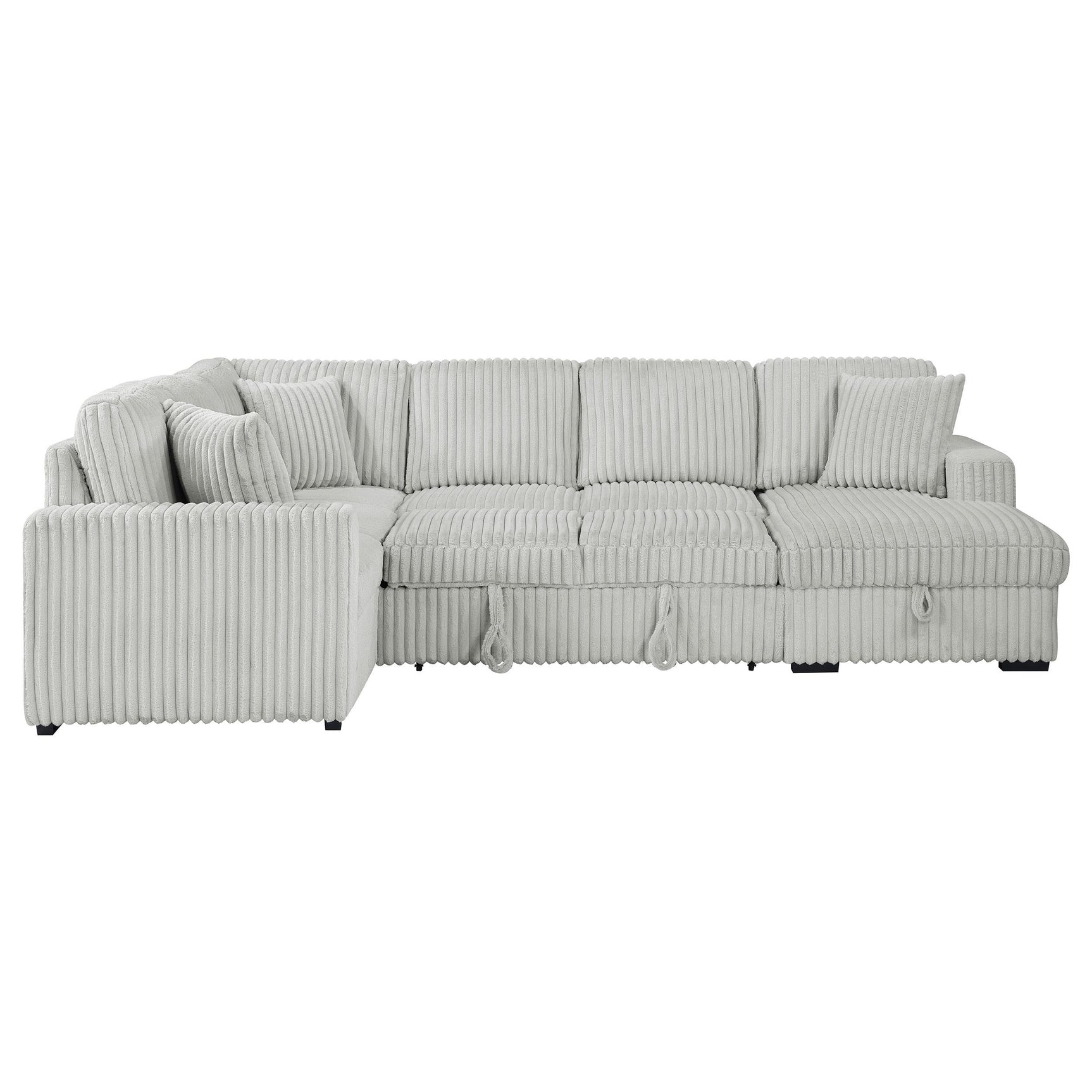 Devonshire grey sleeper sectional sofa with storage chaise