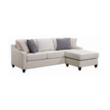 Side view of Mcloughlin Cream Upholstered Sectional Sofa