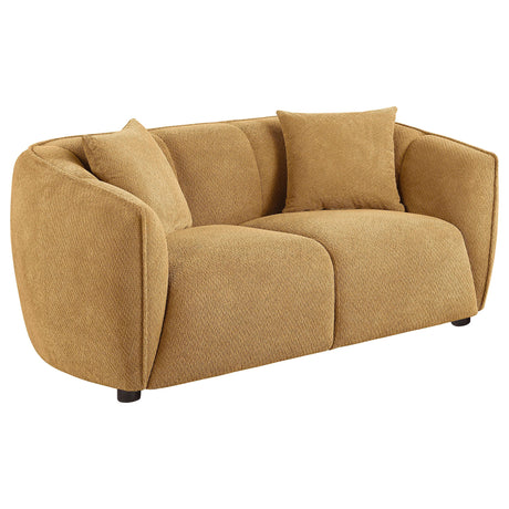 Aleisha sofa and loveseat set mustard yellow main view