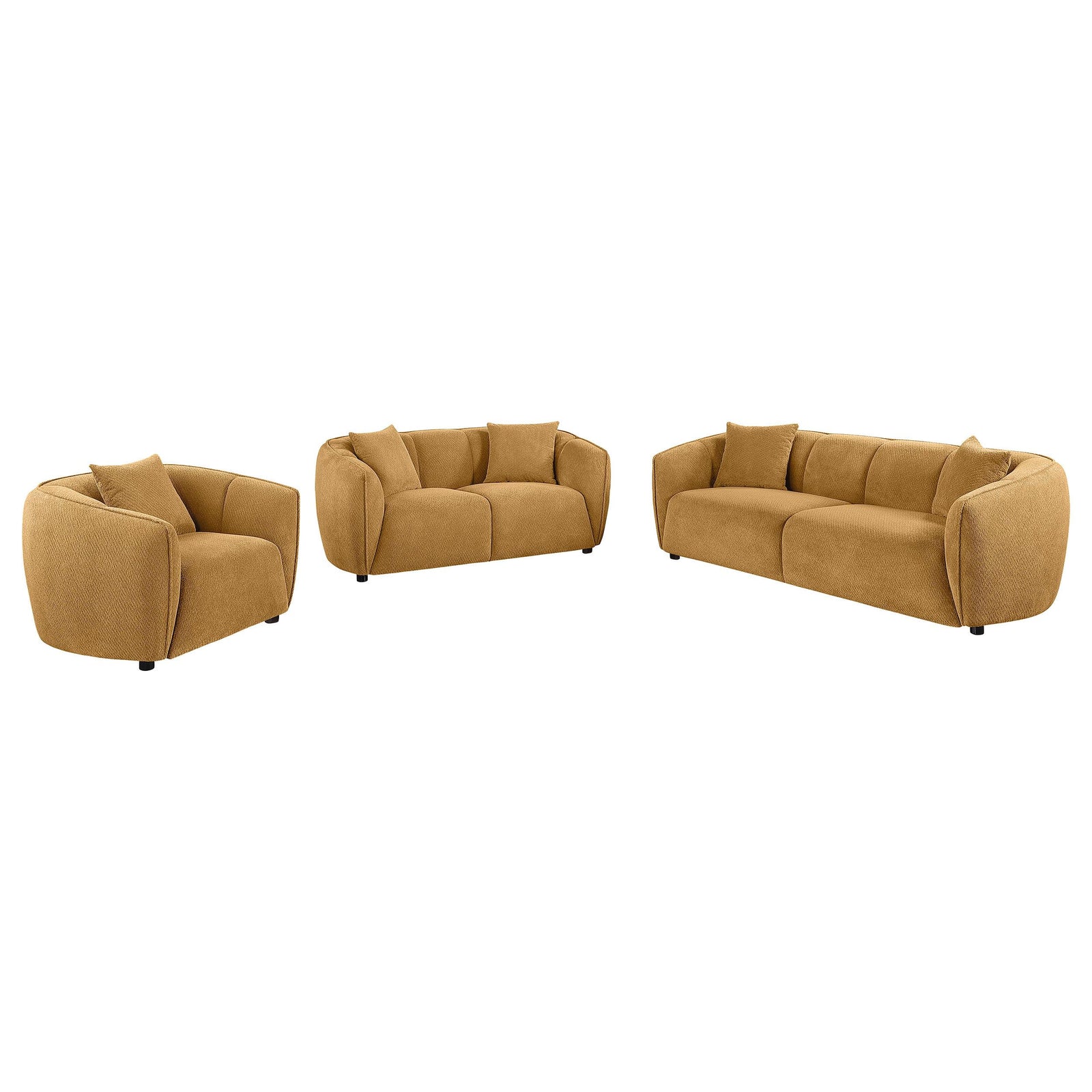 Aleisha 3-piece Chenille Upholstered Sofa Set Mustard Yellow