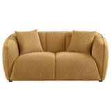 Aleisha loveseat side angle showing rounded arms