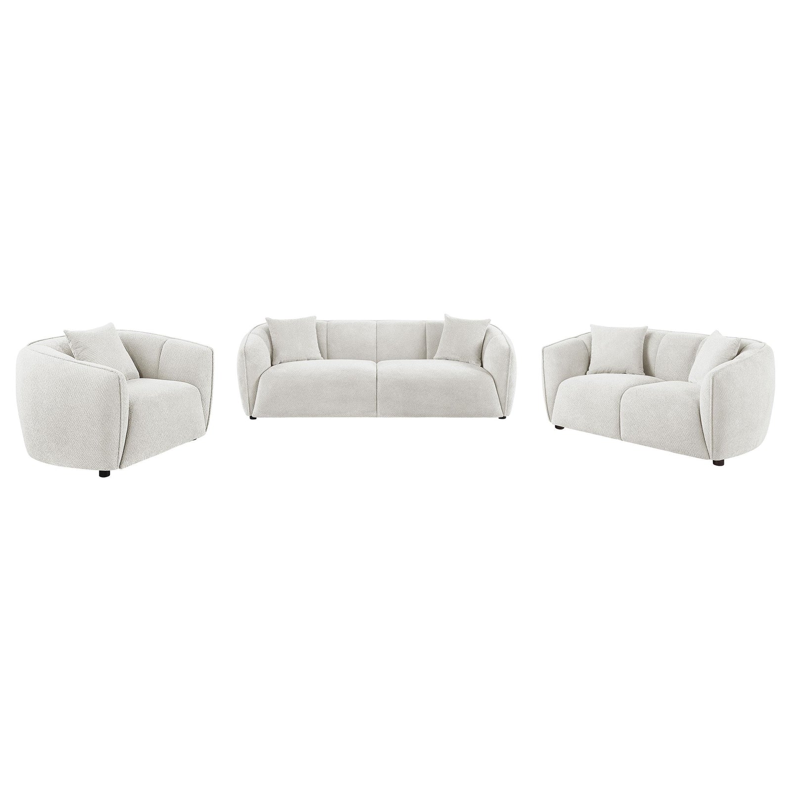 Aleisha 3-piece Chenille Upholstered Sofa Set Ivory