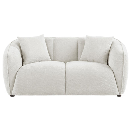 Aleisha Loveseat side angle showing rounded arms