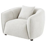 Rear view showing the vertical channel tufting on the Aleisha accent chair