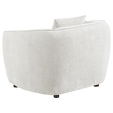Aleisha accent chair seat cushions and dark brown wooden legs