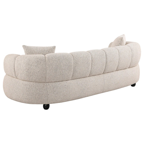 Side angle showing wood legs of Whitney Sofa