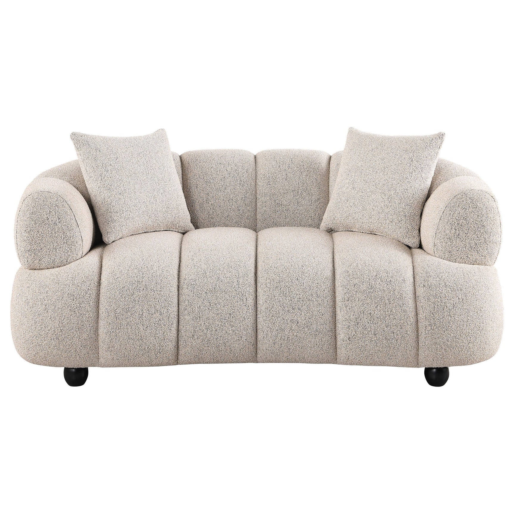 Whitney loveseat side angle showing rounded arms