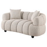 Whitney loveseat close-up of channel tufting detail