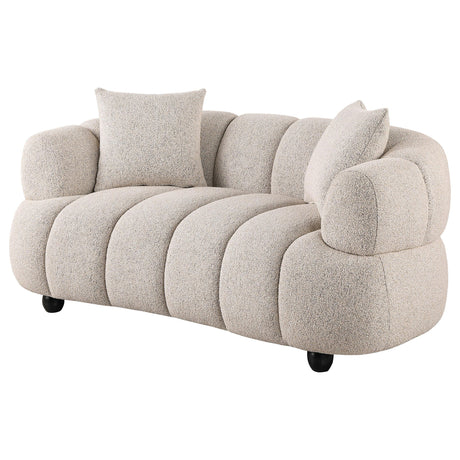 Whitney loveseat close-up of channel tufting detail