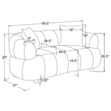 Whitney loveseat assembled in living room setting