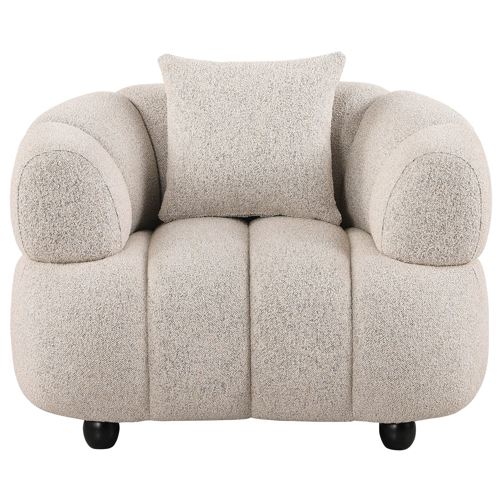 Whitney accent chair side angle showing channel tufting