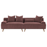Side view of Elizabeth Corduroy Upholstered Extra Long Sofa Wine Red