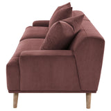 Elizabeth Corduroy Upholstered Extra Long Sofa Wine Red angled front view