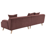 Side perspective of Elizabeth Corduroy Upholstered Extra Long Sofa