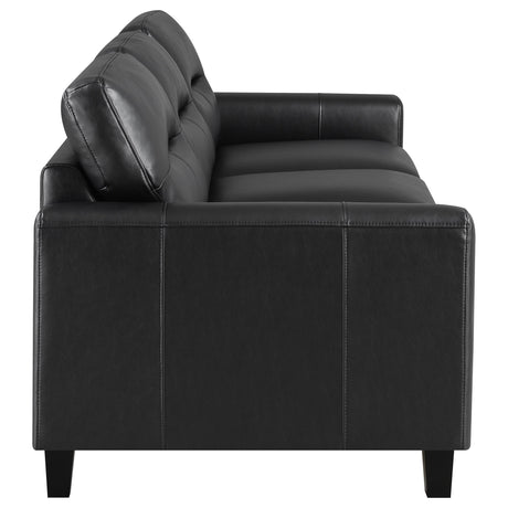 Scotland 2-piece black faux leather upholstered sofa set side profile