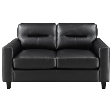 Scotland 2-piece black faux leather upholstered sofa set sofa front