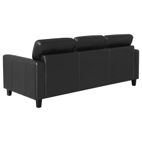 Side profile of Scotland black faux leather sofa
