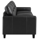 Scotland Faux Leather Upholstered Track Arm Sofa Black