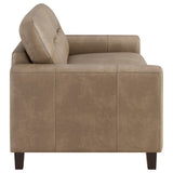 Track arm detail of Scotland loveseat brown