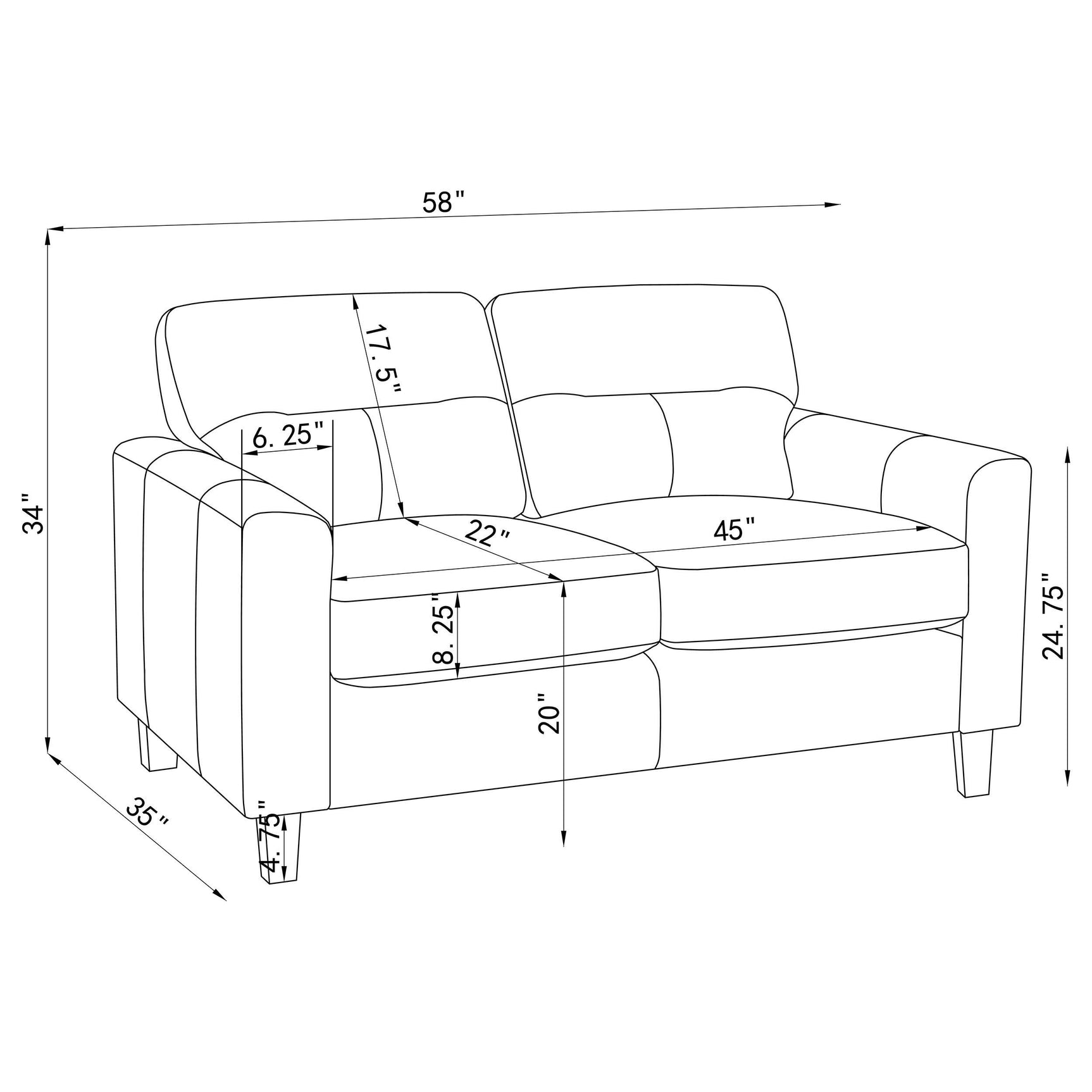 Back view of Scotland loveseat