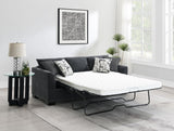 Close-up of dark grey fabric upholstery