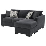 Storey dark grey upholstered sleeper sectional chaise sofa front view
