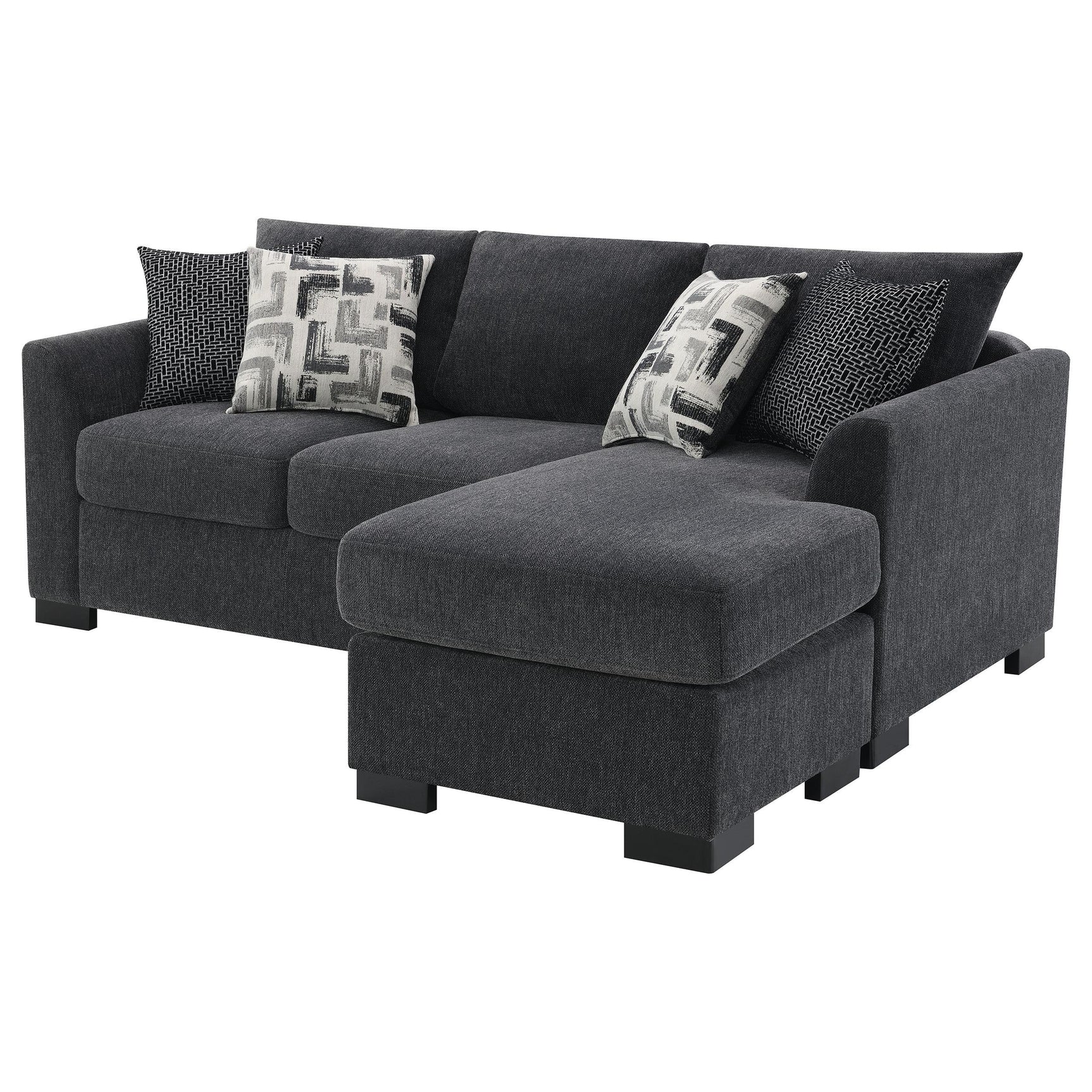 Storey dark grey upholstered sleeper sectional chaise sofa front view