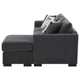 Storey dark grey upholstered sleeper sectional chaise sofa front view