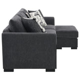 Storey dark grey upholstered sleeper sectional chaise sofa front view