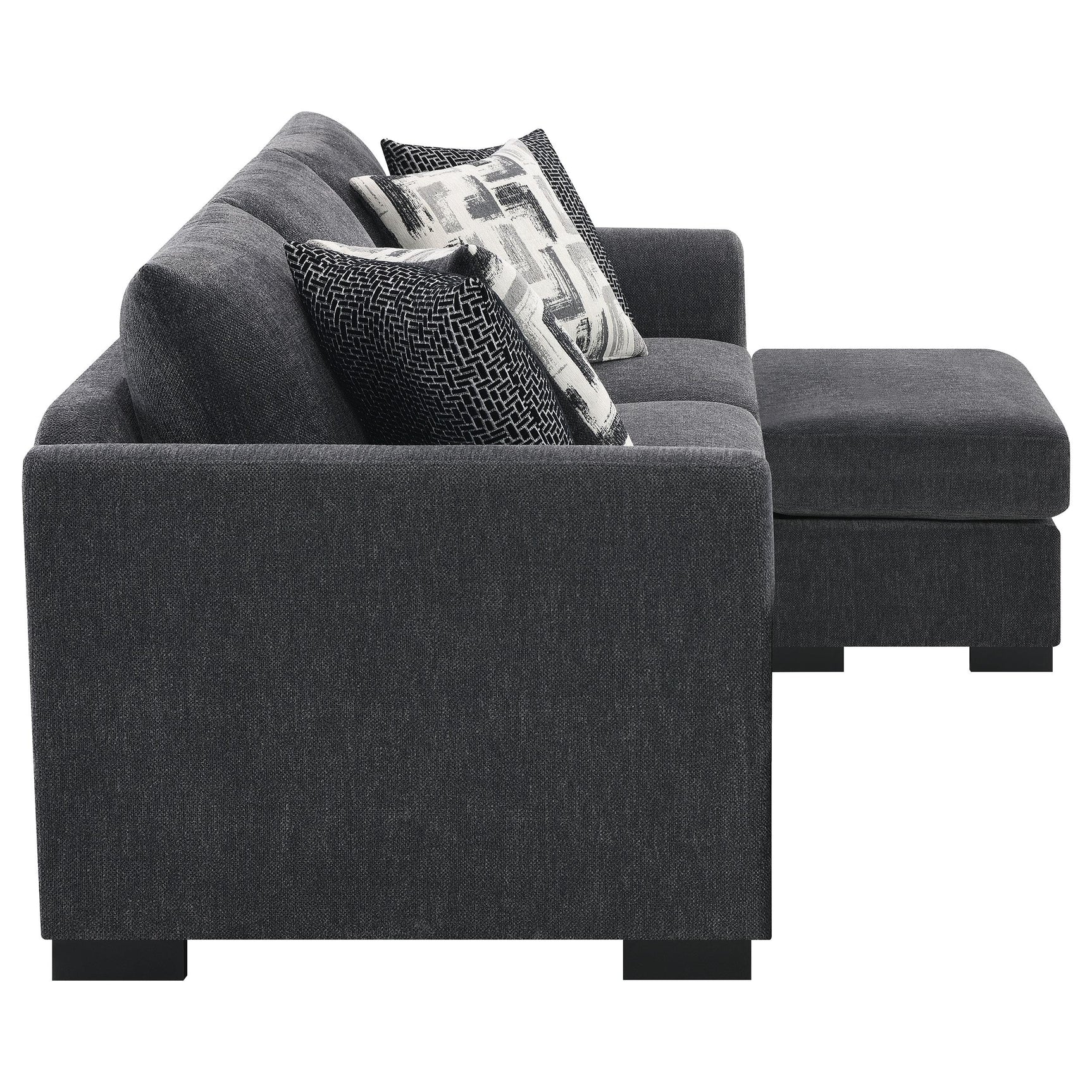 Storey dark grey upholstered sleeper sectional chaise sofa front view