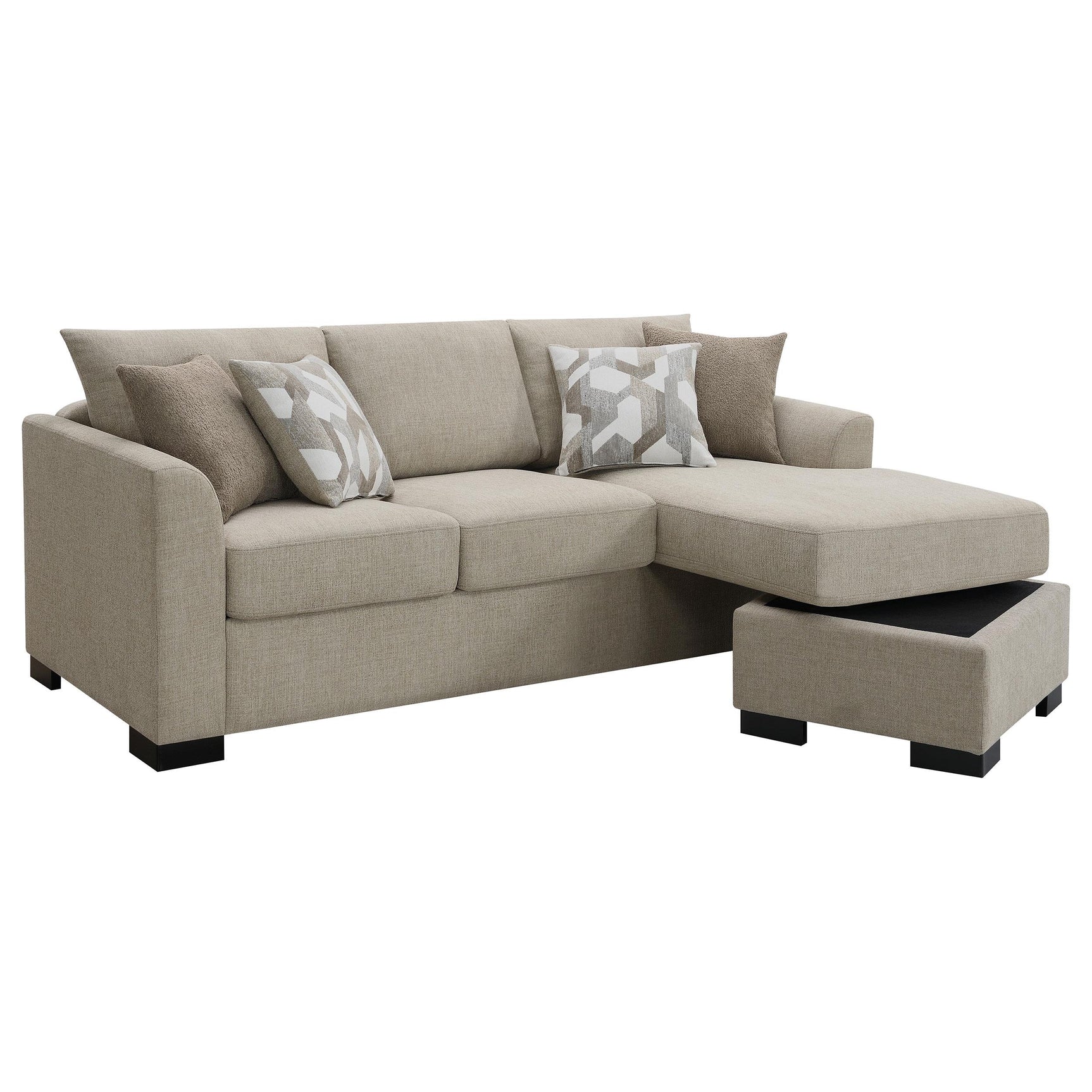 Storey Upholstered Sectional Sofa accent pillows detail