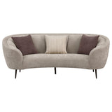 Detail view of fabric and curved design on Ellorie sofa set