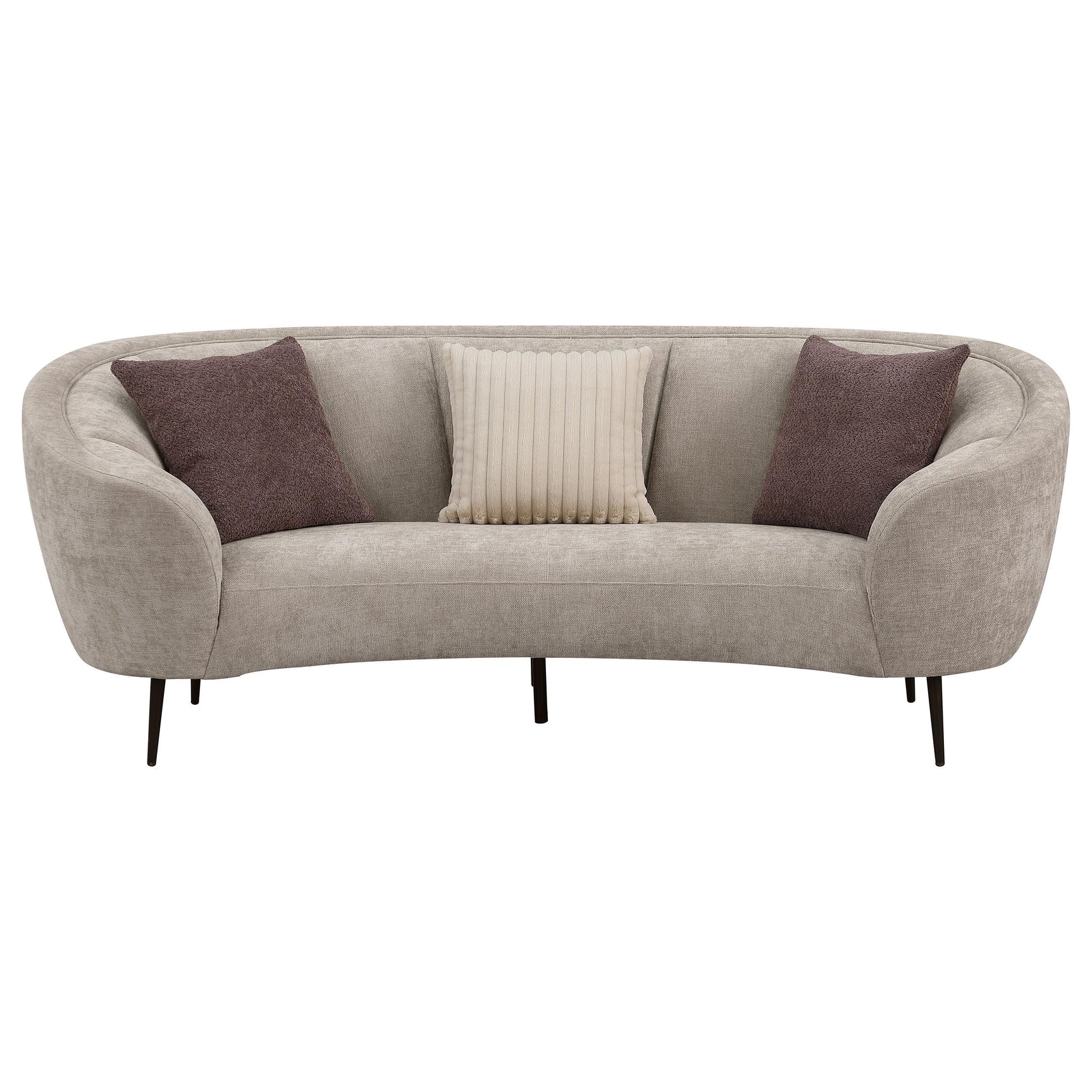 Close-up of fabric upholstery and curved armrest on Ellorie Sofa