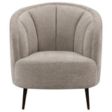 Side perspective of Ellorie Loveseat showing curved silhouette