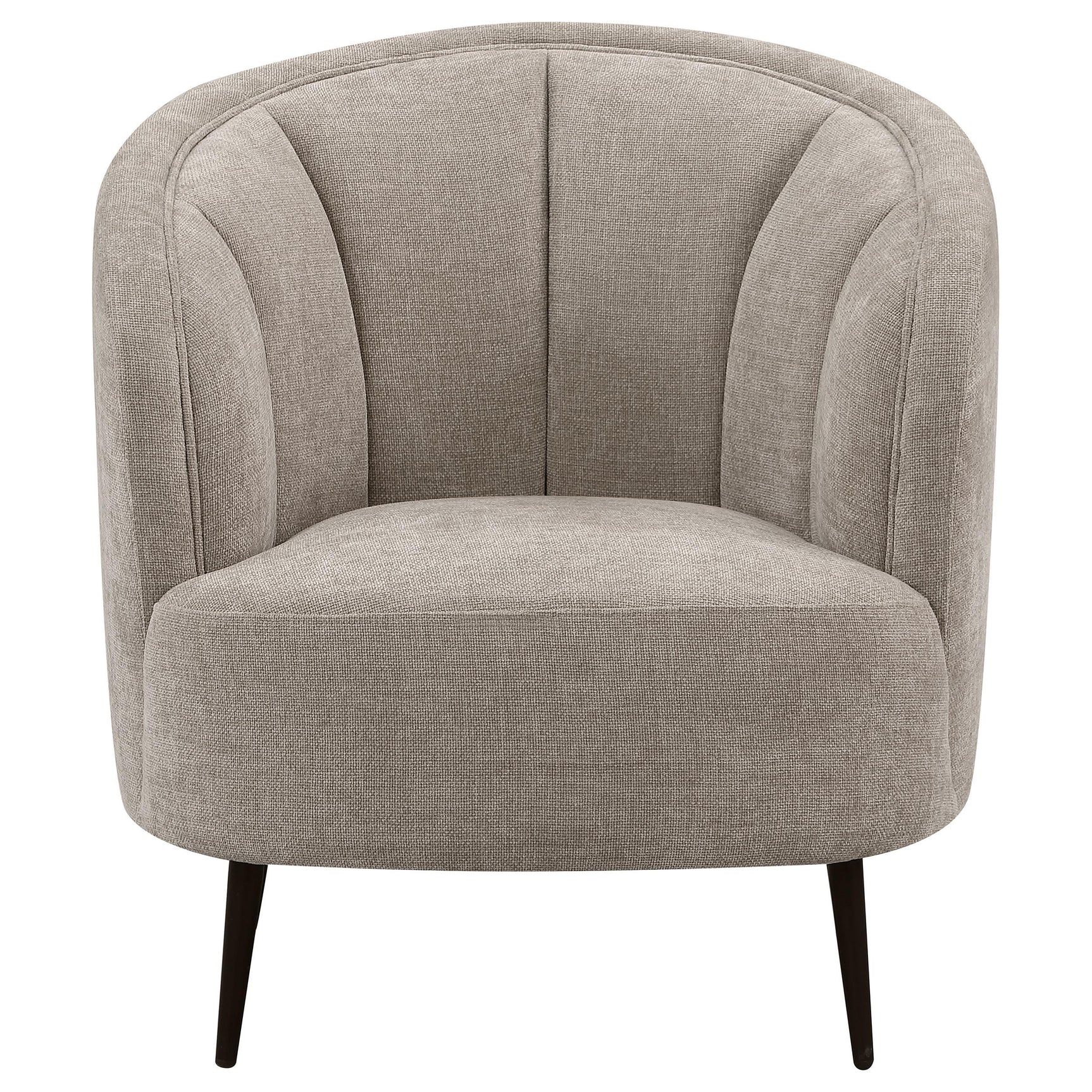 Side perspective of Ellorie Loveseat showing curved silhouette