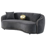 Brookside dark grey velvet sofa angled main view